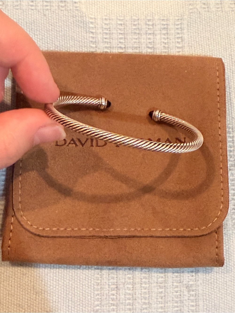 David Yurman Authentic Classic Cable Bracelet | 4mm | Medium | 18k Gold | Onyx - Picture 7 of 10